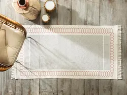 گلیم رایلی بافت 80×150 سانتی متر مشکی کرم انگلیش هوم