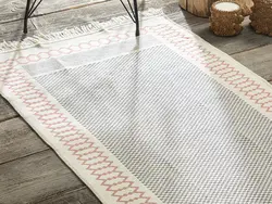 گلیم رایلی بافت 80×150 سانتی متر مشکی کرم انگلیش هوم