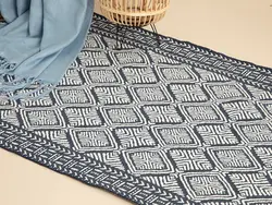 گلیم بافته شده وگا 120×180 سانتی متر آبی سرمه ای انگلیش هوم