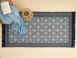 گلیم بافته شده وگا 120×180 سانتی متر آبی سرمه ای انگلیش هوم