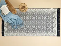 گلیم بافته شده وگا 80×150 سانتی متر آبی سرمه ای انگلیش هوم