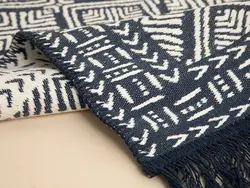 گلیم بافته شده وگا 80×150 سانتی متر آبی سرمه ای انگلیش هوم