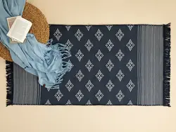 گلیم بافته شده ناوا 120×180 سانتی متر آبی سرمه ای انگلیش هوم