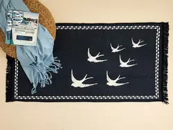 گلیم میسی بافته شده 80×150 سانتی متر آبی سرمه ای انگلیش هوم