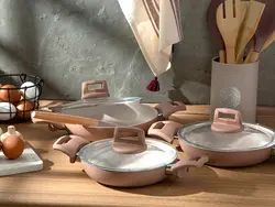 ست ماهیتابه 3 تکه گرانیت اولیا رز خشک 18-20-22 سانتی متری انگلیش هوم