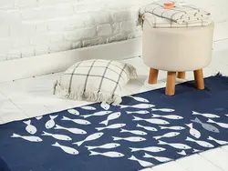 گلیم بافته شده ماهی کوچولو 120×180 سانتی متر آبی سرمه ای انگلیش هوم