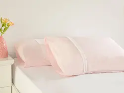 روبالشی ست دو عددی  50×70 طرح نانسی – صورتی با تور دوزی سفید انگلیش هوم