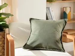 روبالشی تزئینی تک عددی روکش جین طرح Marsilya سایز 45×45 رنگ خاکی انگلیش هوم