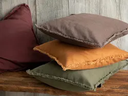 روبالشی تزئینی تک عددی روکش جین طرح Marsilya سایز 45×45 رنگ خاکی انگلیش هوم