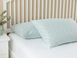 روبالشی ست دو عددی نخی طرحدار سایز 50×70 رنگ آبی فیروزه ای انگلیش هوم