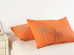 روبالشی ست دو عددی طرح نخل سایز 50×70 رنگ نارنجی انگلیش هوم