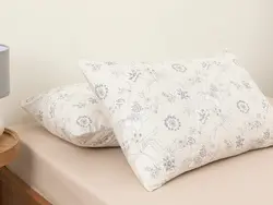 روبالشی ست دو عددی کتان طرح ژاکوبین سایز 50×70 رنگ بژ انگلیش هوم