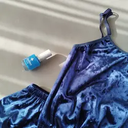 ست نیم تنه و شلوارک مخمل رنگ ابی نفتی