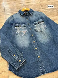 کت جین طرح جیب پولک دوزی