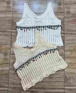 تاپ خامه دوزی وارداتی طرح منجوق دار