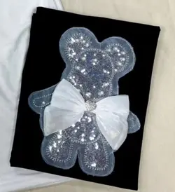 تیشرت لانگ برجسته طرح پولک دوزی