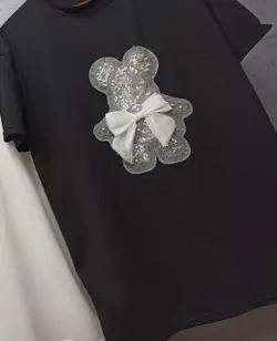 تیشرت لانگ برجسته طرح پولک دوزی