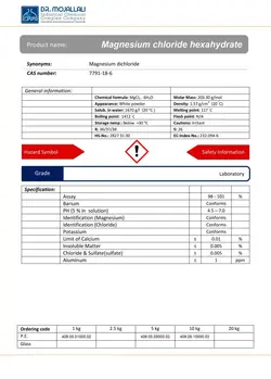 منیزیم کلراید 6 آبه گرید Laboratory | دکتر مجللی