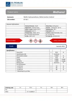 متانول گرید Isocratic HPLC | دکتر مجللی