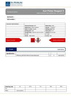 محلول کارل فیشر 5 بدون پیریدین گرید Laboratory | دکتر مجللی