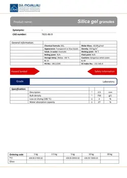 سیلیکاژل گرانول (2 تا 5 میلیمتر) گرید Laboratory | دکتر مجللی
