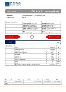 سیتریک اسید مونو هیدرات گرید ACS | دکتر مجللی