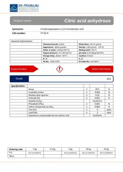 سیتریک اسید گرید ACS | دکتر مجللی