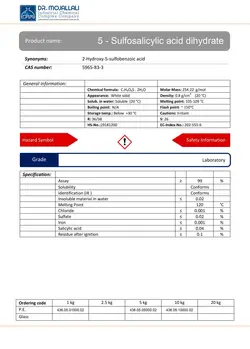 سولفوسالیسیلیک اسید گرید Laboratory | دکتر مجللی