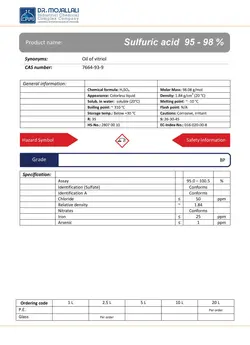 سولفوريک اسید 98% – 95% گرید USP | دکتر مجللی