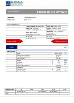 سدیم استات تری هیدرات گرید USP | دکتر مجللی
