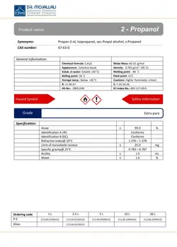 2–پروپانول گرید Extra pure | دکتر مجللی