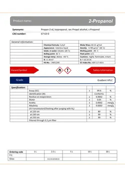 2–پروپانول گرید Gradient HPLC | دکتر مجللی