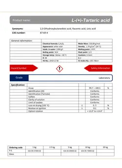 تارتاریک اسید گرید Laboratory | دکتر مجللی