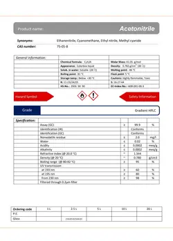 استونیتریل گرید Gradient HPLC | دکتر مجللی