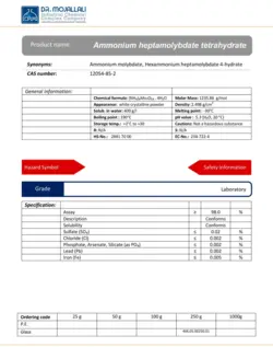 آمونیوم هپتا مولیبدات تتراهیدرات گرید Laboratory | دکتر مجللی