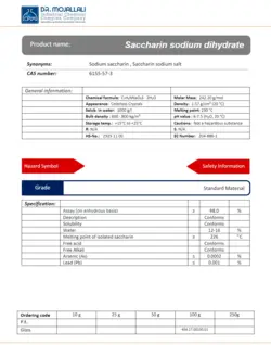 سدیم ساخارین دی هیدرات گرید Standard Material | دکتر مجللی