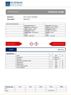 کلسیم اکساید گرید Laboratory | دکتر مجللی