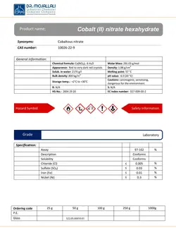 کبالت (II) نیترات هگزا هیدرات گرید Laboratory | دکتر مجللی