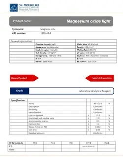 منیزیم اکساید سبک گرید Laboratory | دکتر مجللی