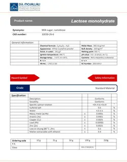 لاکتوز مونوهیدرات گرید Standard Material | دکتر مجللی