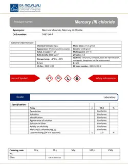 جیوه (II) کلراید گرید Laboratory | دکتر مجللی