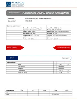 آمونیوم آهن (II) سولفات 6 آبه گرید Laboratory | دکتر مجللی