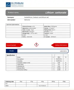 لیتیم کربنات گرید Laboratory | دکتر مجللی