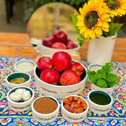 ظروف هفت سین طرح گلبرگ آبی