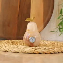 ساعت سنگ مرمر طرح گلابی رومیزی