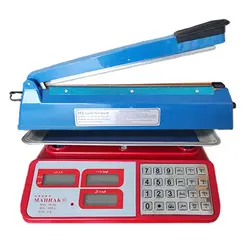 پک اقتصادی فروشگاهی | ترازو 40 کیلویی دکمه استیل محک و پرس پلاستیک 30 سانتیمتری