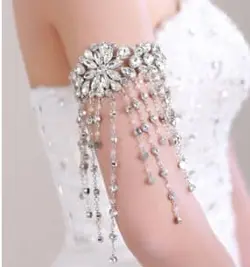 دستبند زیرکن با طراحی ژاپنی و کره ای، جواهرات مصنوعی و پولک دوزیBracelet Arm Wedding Jewelry Wedding Jewelry