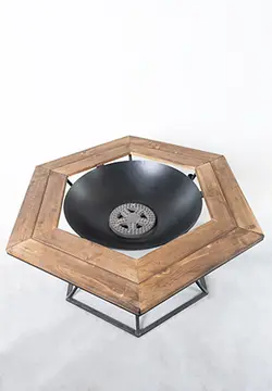 آتشدان شش ضلعی لبه دار هیزمی گازی