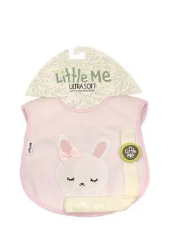 پیشبند نوزادی به همراه بند پستانک little meطرح خرگوش