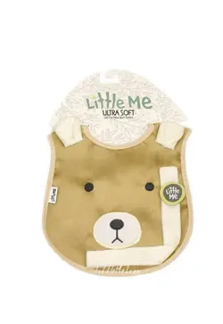 پیشبند نوزادی به همراه بند پستانک little meطرح تدی